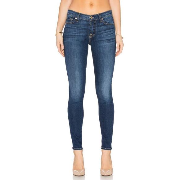 7 for All Mankind The Skinny Tonal Squiggle in Medium Timeless Blue 27 NEW - Picture 1 of 10